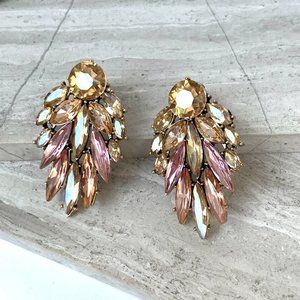 New ~ Anthropologie Ettika "Cry Me A River" Peachy Pink Crystal Drop Earrings